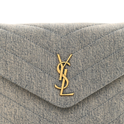 Saint Laurent Denim Y Quilted Monogram Toy Loulou Crossbody Bag Grey 8 of 10