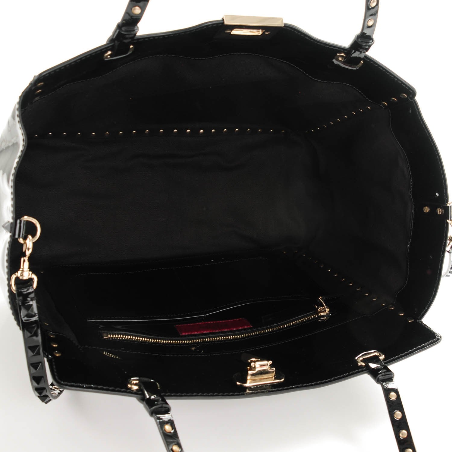 Valentino Garavani Patent Medium Rockstud Tote Black 6 of 7