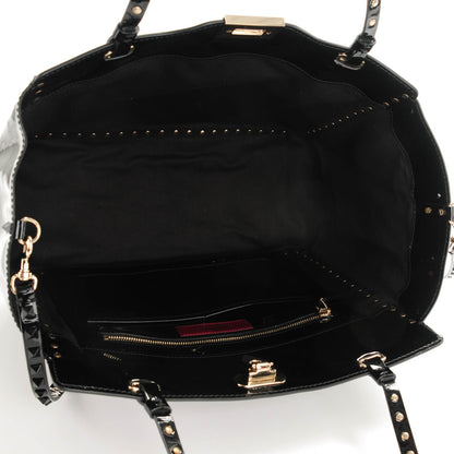Valentino Garavani Patent Medium Rockstud Tote Black 6 of 7