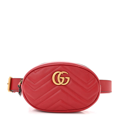 Gucci Calfskin Matelasse GG Marmont Belt Bag 75 30 Hibiscus Red 1 of 13