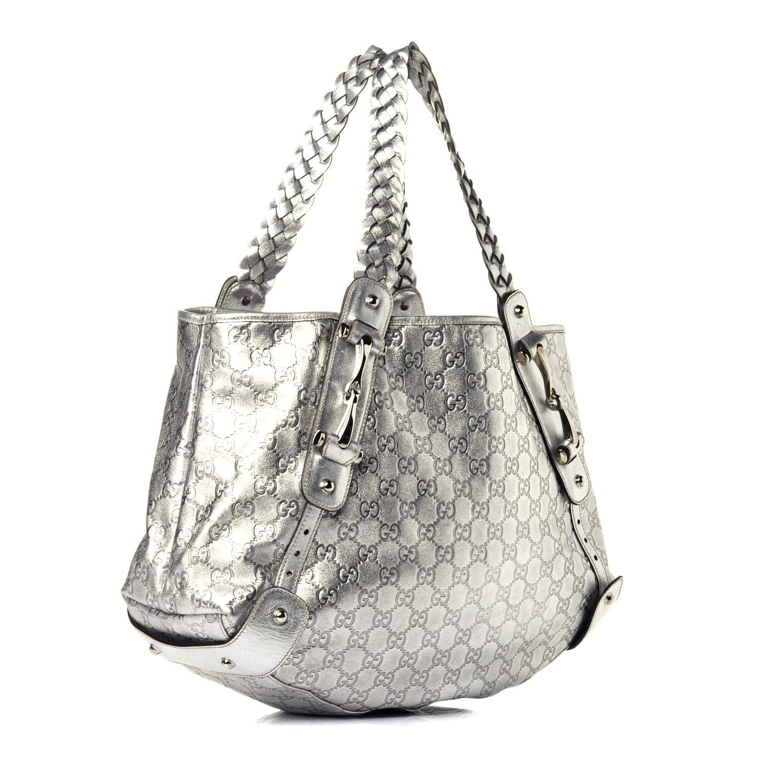 Gucci Metallic Guccissima Medium Pelham Shoulder Bag Silver 3 of 9