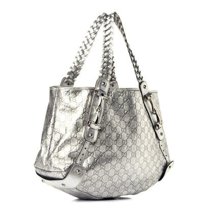 Gucci Metallic Guccissima Medium Pelham Shoulder Bag Silver 3 of 9