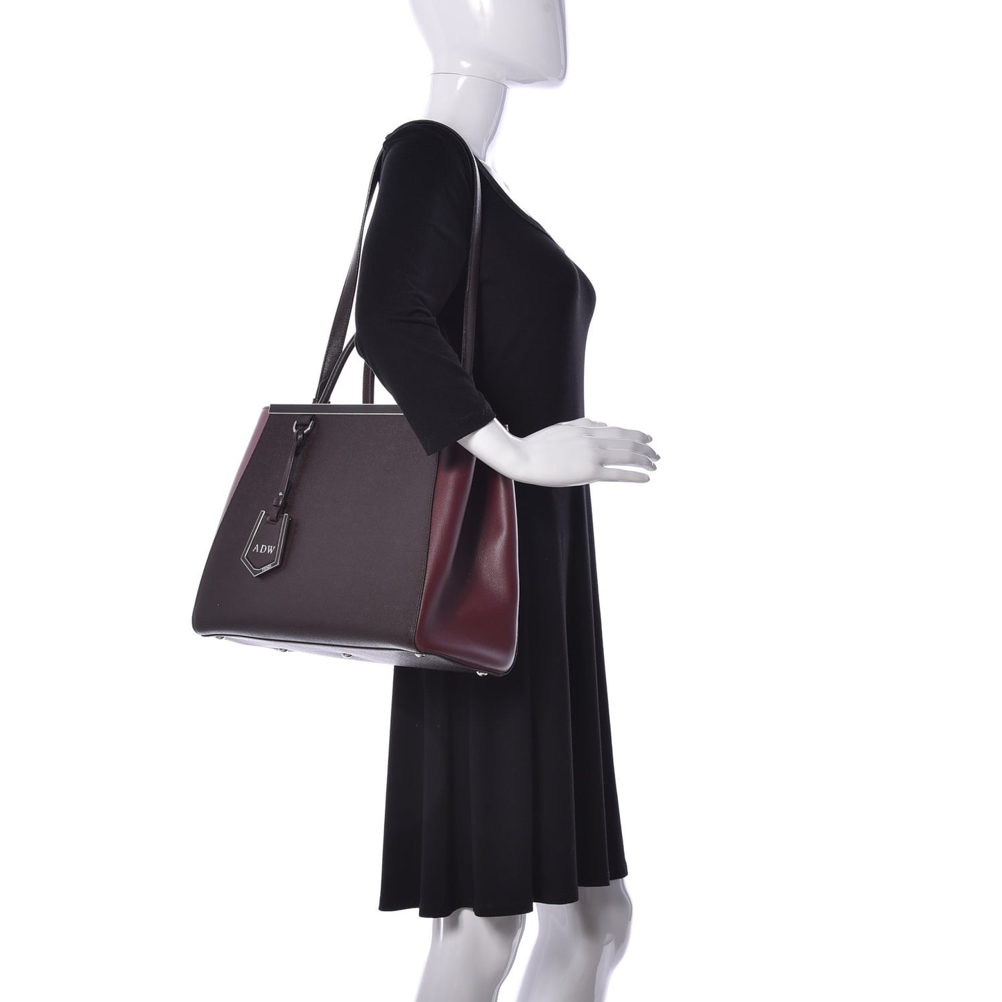 Vitello Elite Colorblock Regular 2Jours Tote Caffe Noir Bordeaux Glicine