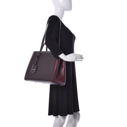 Fendi Vitello Elite Colorblock Regular 2Jours Tote Caffe Noir Bordeaux Glicine 2 of 11
