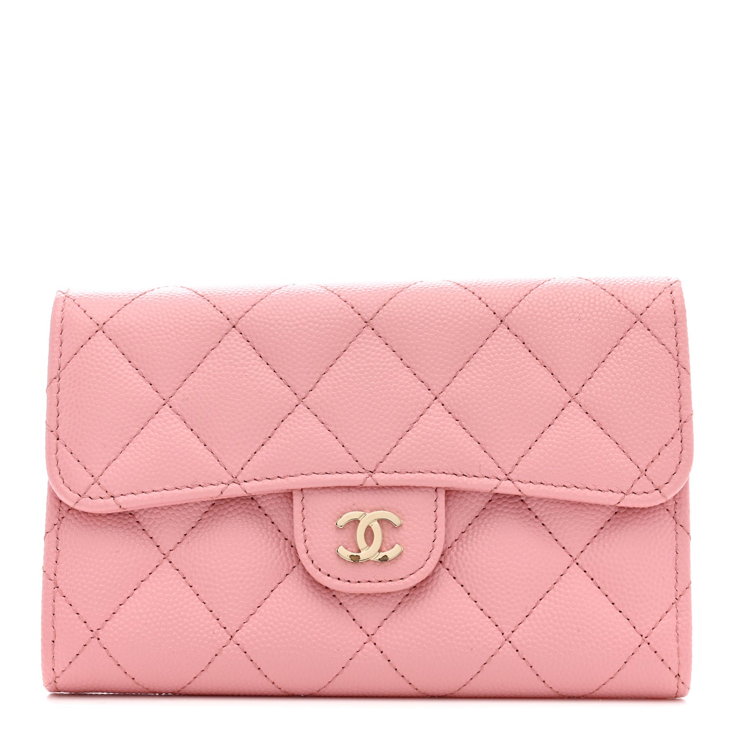 Caviar Quilted Medium Flap Wallet Light Pink