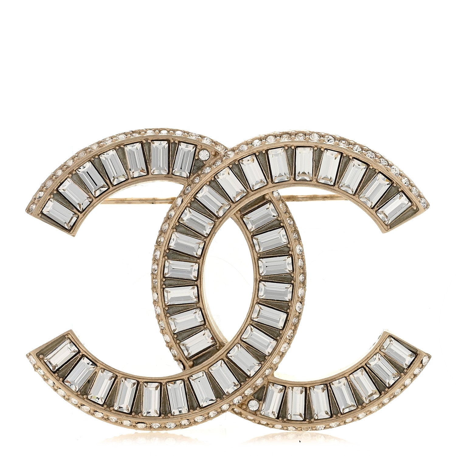 Chanel Baguette Crystal CC Brooch Gold 1 of 5