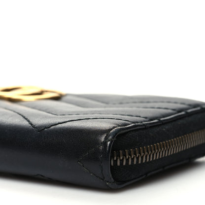 Gucci Calfskin Matelasse GG Marmont Zip Around Wallet Black 9 of 11