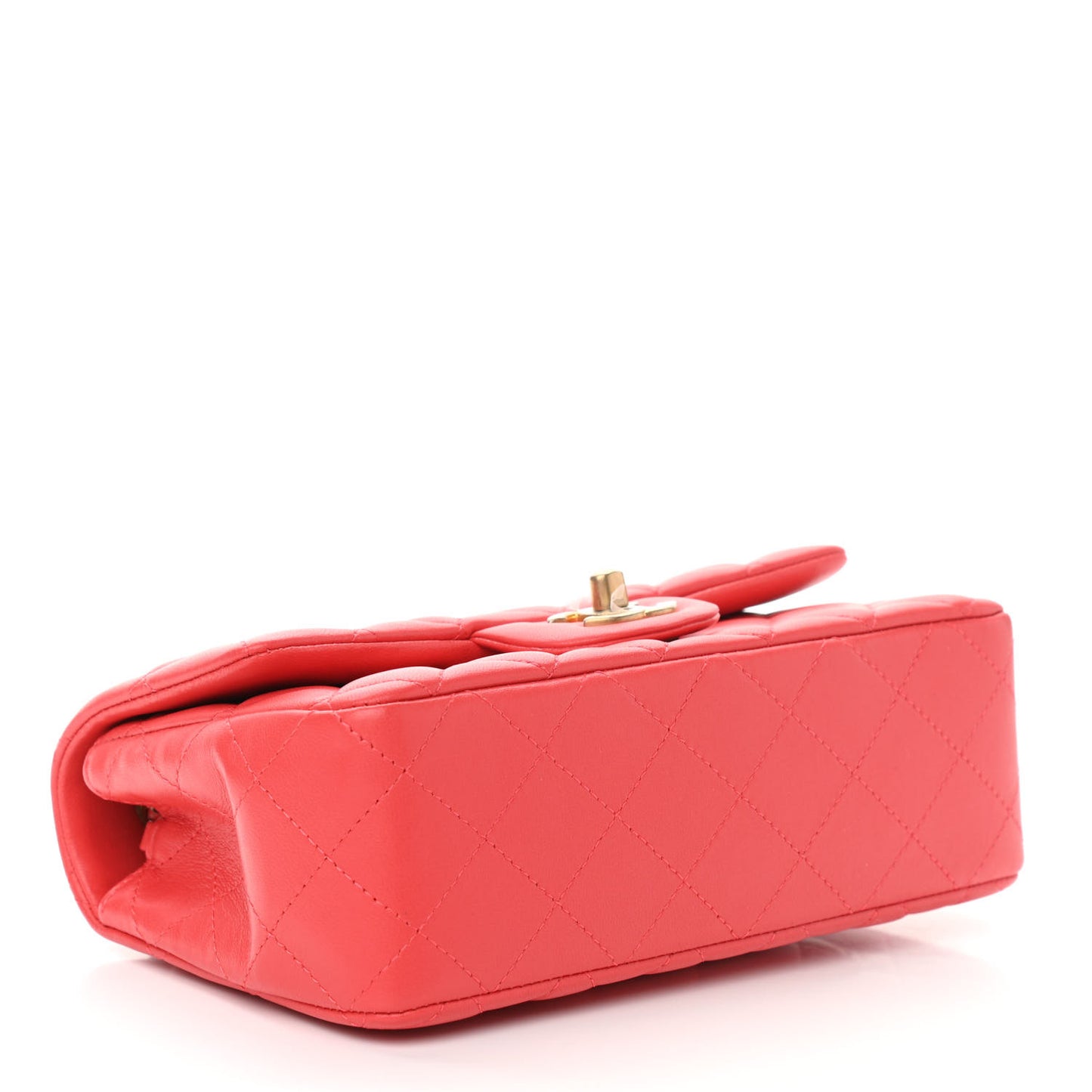 Lambskin Quilted Mini Rectangular Flap Red