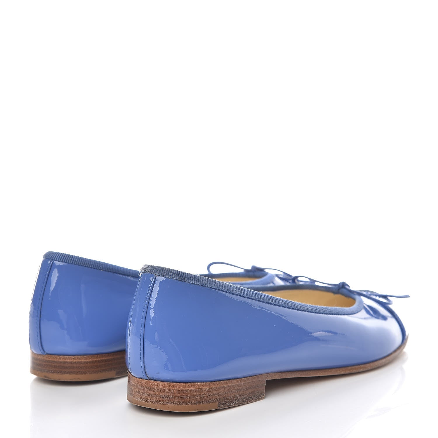 Chanel Calfskin Patent CC Cap Toe Ballerina Flats 35.5 Blue 4 of 11