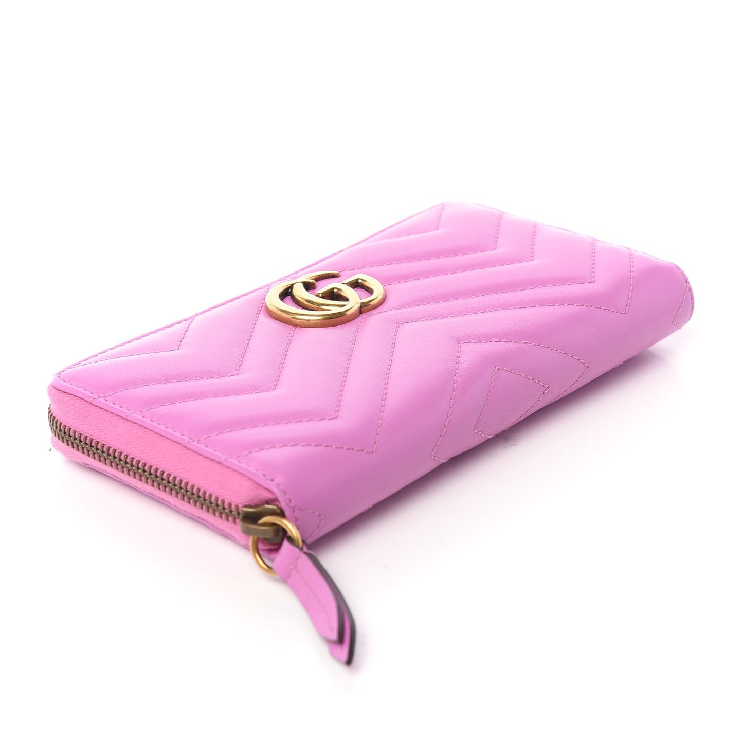 Calfskin Matelasse GG Marmont Zip Around Wallet Candy Mousse