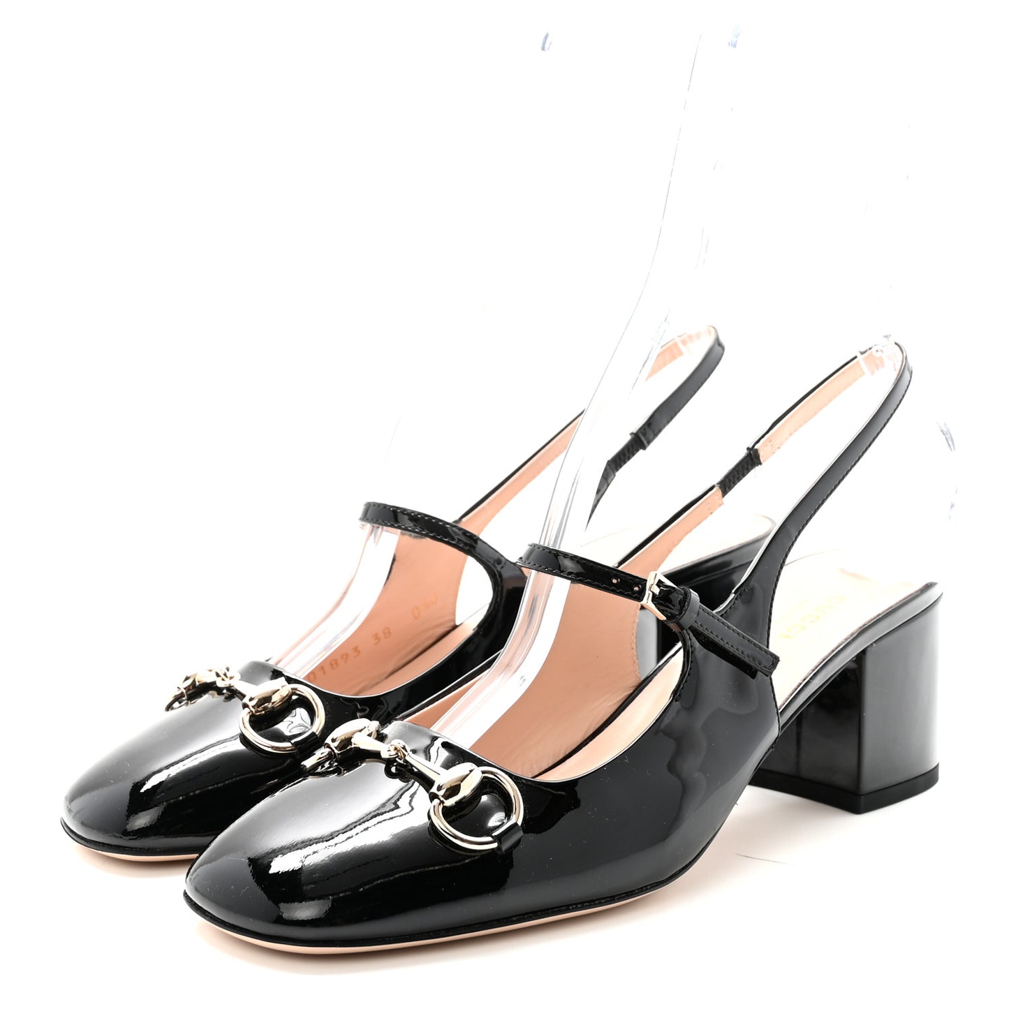 Patent Womens Horsebit Slingback Pumps 38 Black