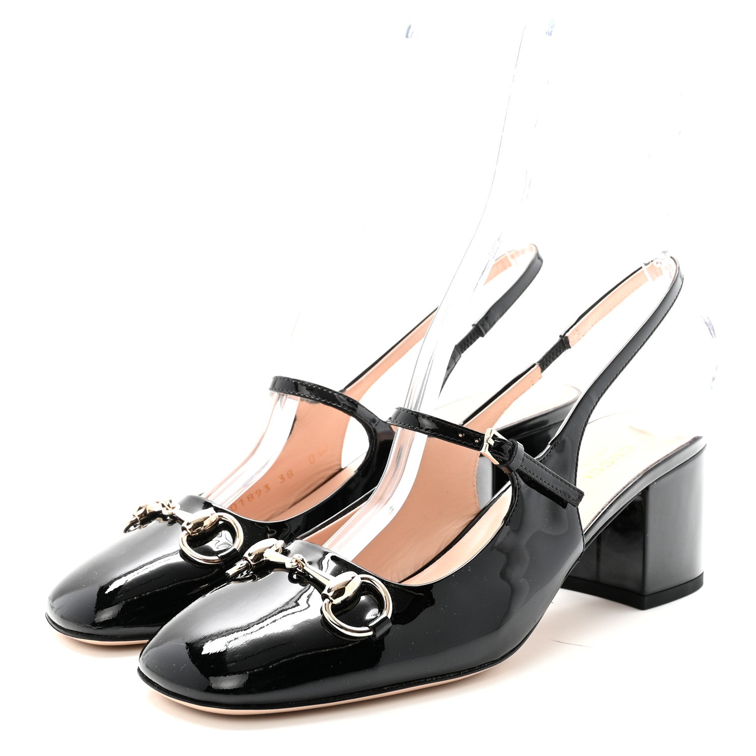 Gucci Patent Womens Horsebit Slingback Pumps 38 Black 4 of 10