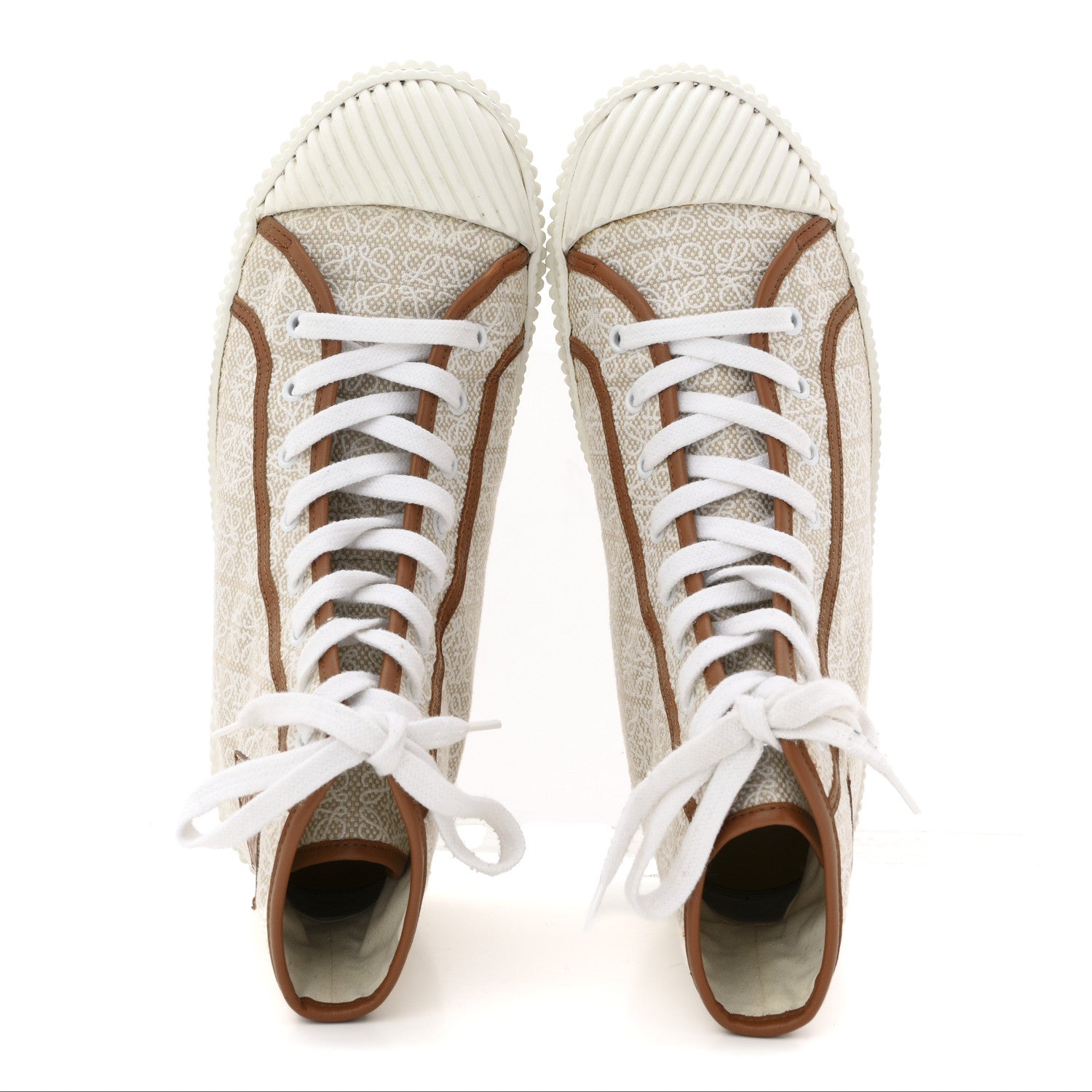 Loewe Jacquard Anagram Calfskin Mens High Top Sneakers 42 Natural White 2 of 12