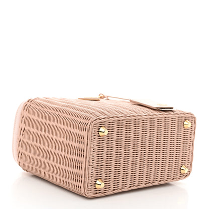 Prada Wicker Canvas Shoulder Bag Pesca 4 of 11