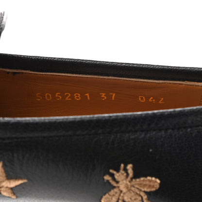 Gucci Goatskin Bee Star Embroidered Womens Jordaan Loafers 37 Black 8 of 9