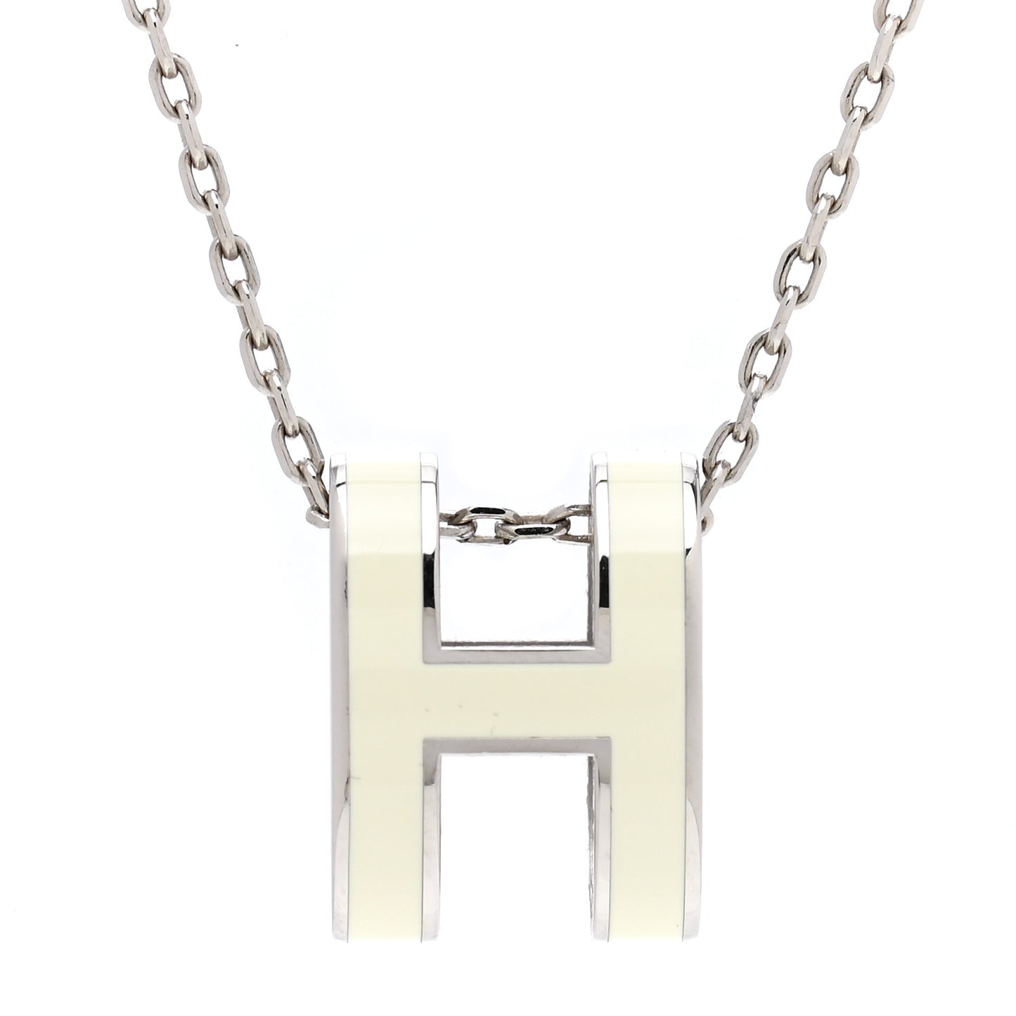 Lacquered Palladium Pop H Pendant Necklace White