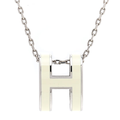 Hermes Lacquered Palladium Pop H Pendant Necklace White 4 of 8