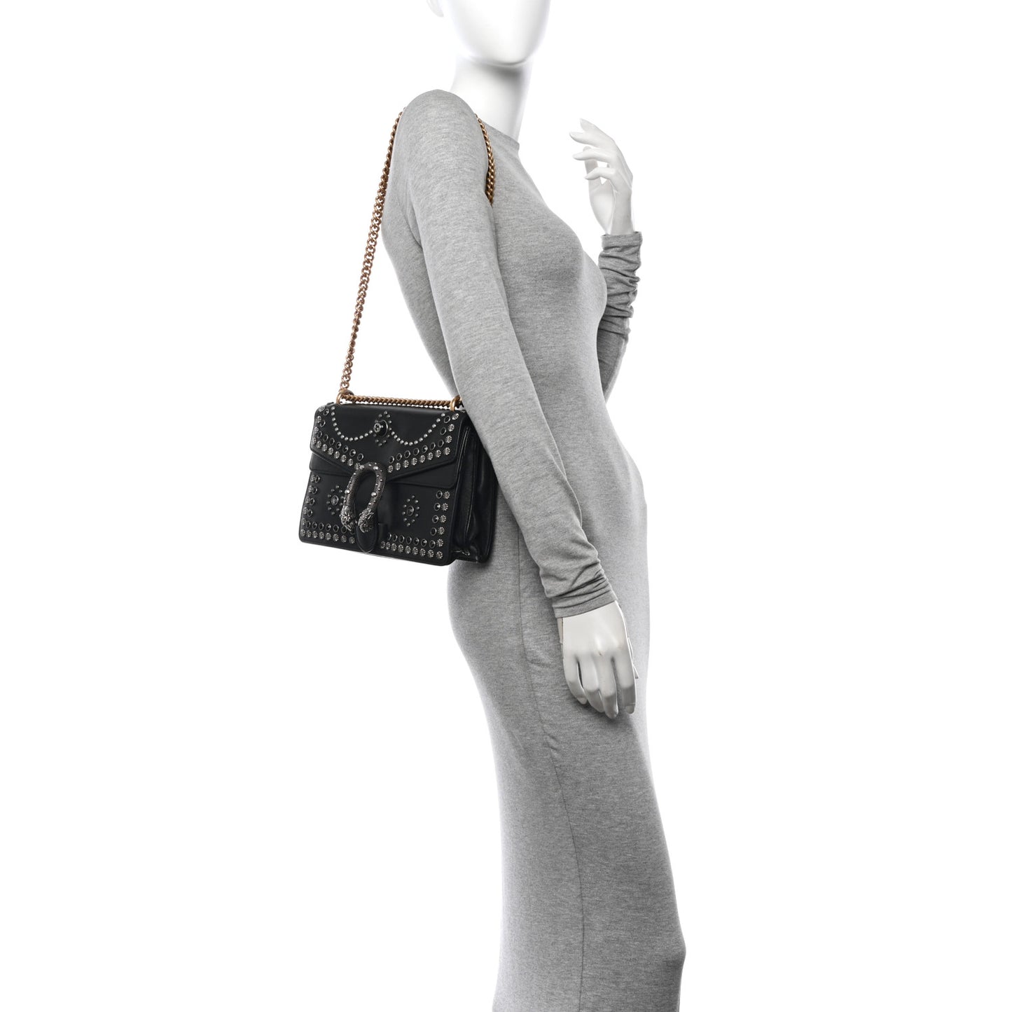 Calfskin Studded Small Dionysus Shoulder Bag Black
