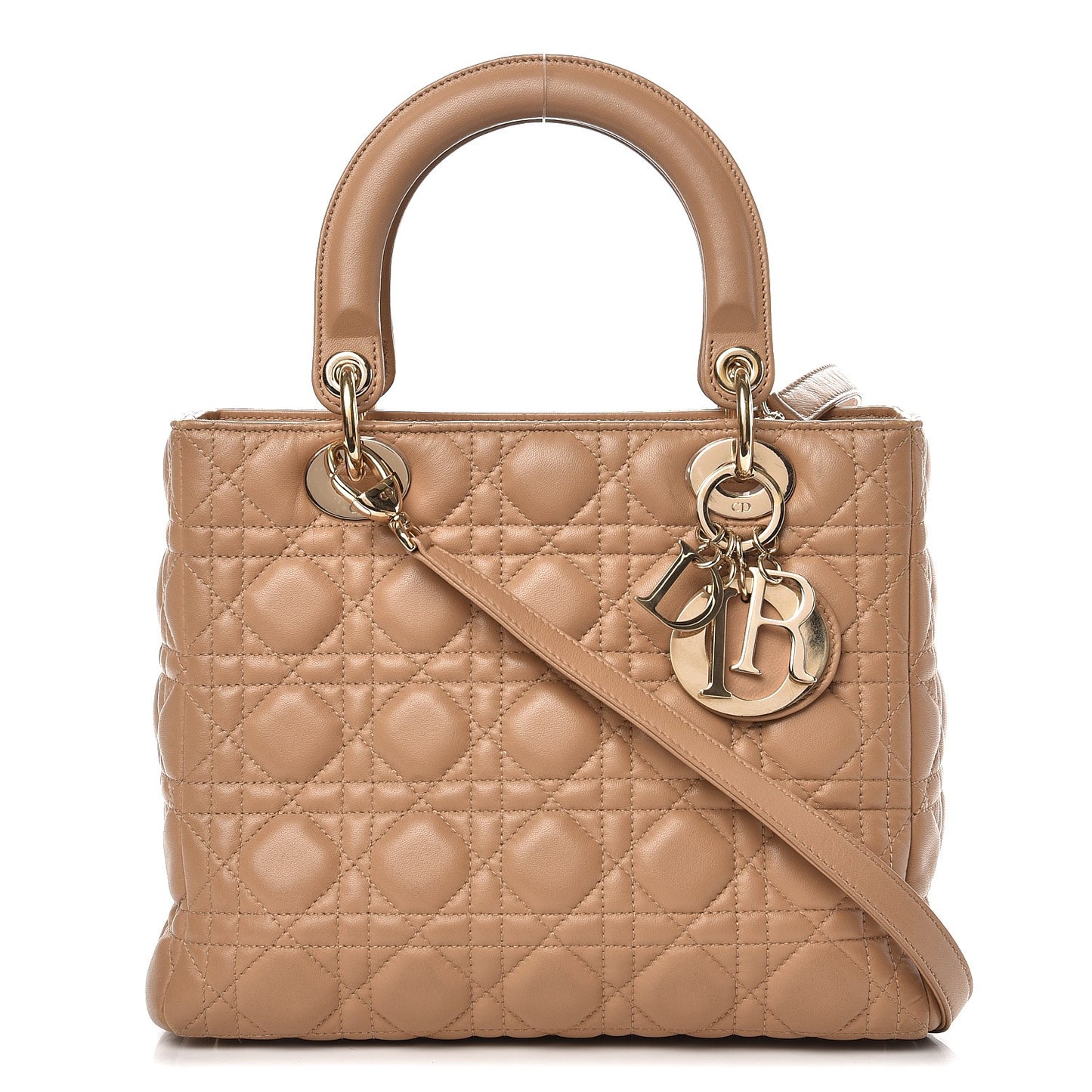 Lambskin Cannage Medium Lady Dior Beige