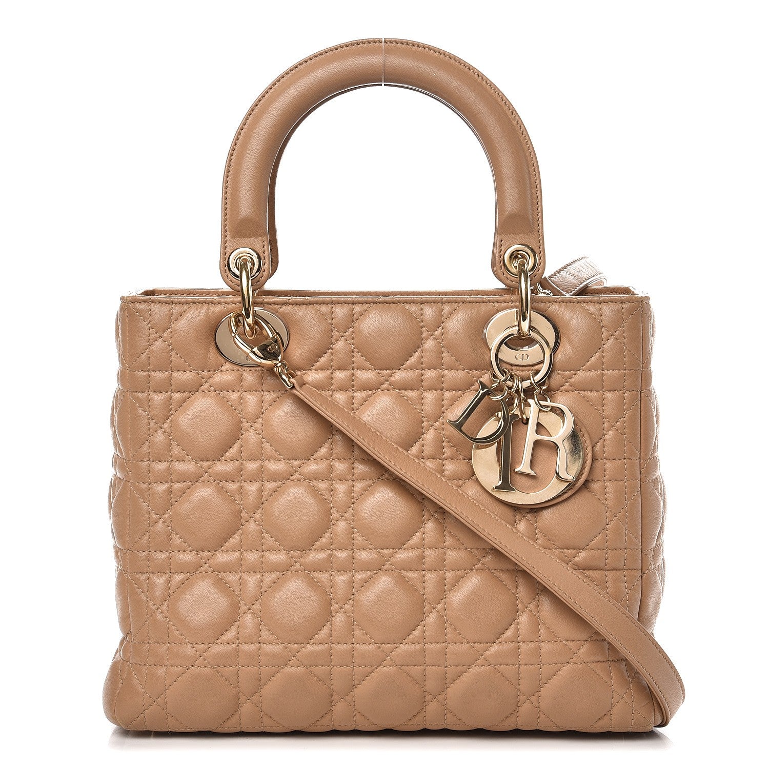 Christian Dior Lambskin Cannage Medium Lady Dior Beige 1 of 12