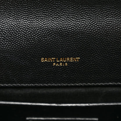 Saint Laurent Grain De Poudre Matelasse Chevron Medium Monogram Satchel Black 6 of 13