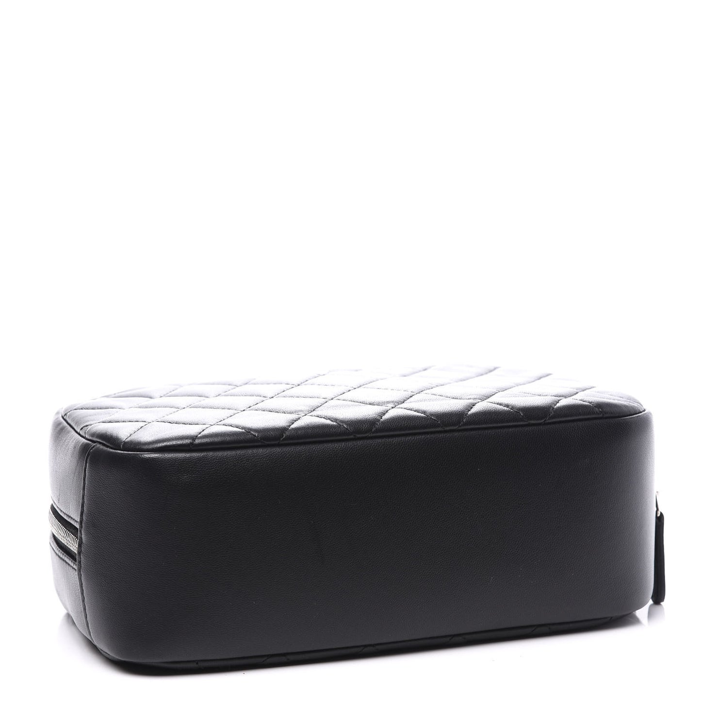Lambskin Quilted Medium Curvy Pouch Cosmetic Case Black