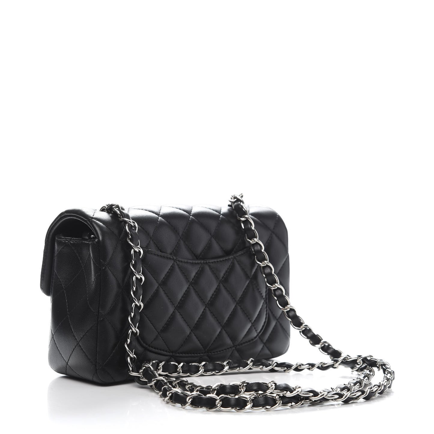Lambskin Quilted Mini Rectangular Flap Black