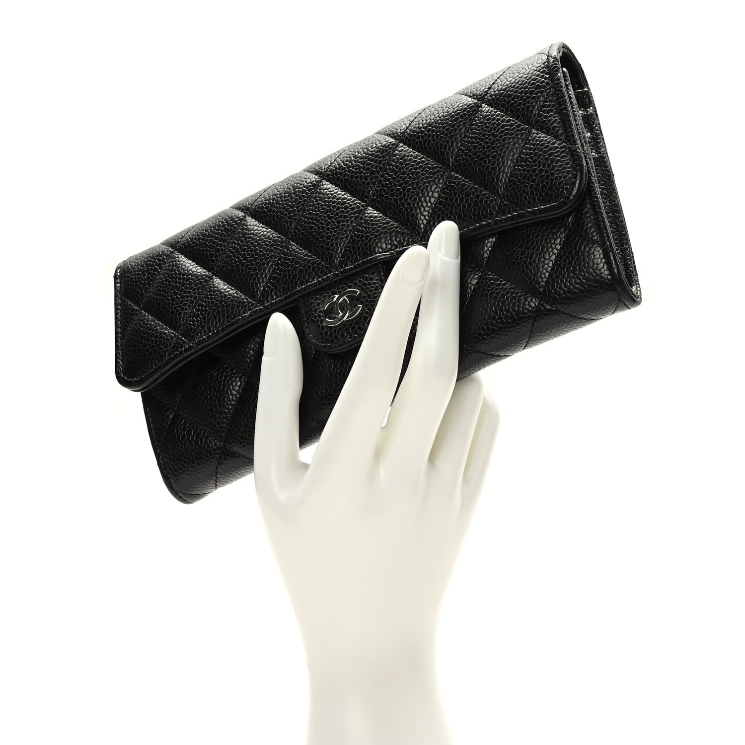 Chanel Caviar Quilted Large Gusset Flap Wallet Black 2 of 9