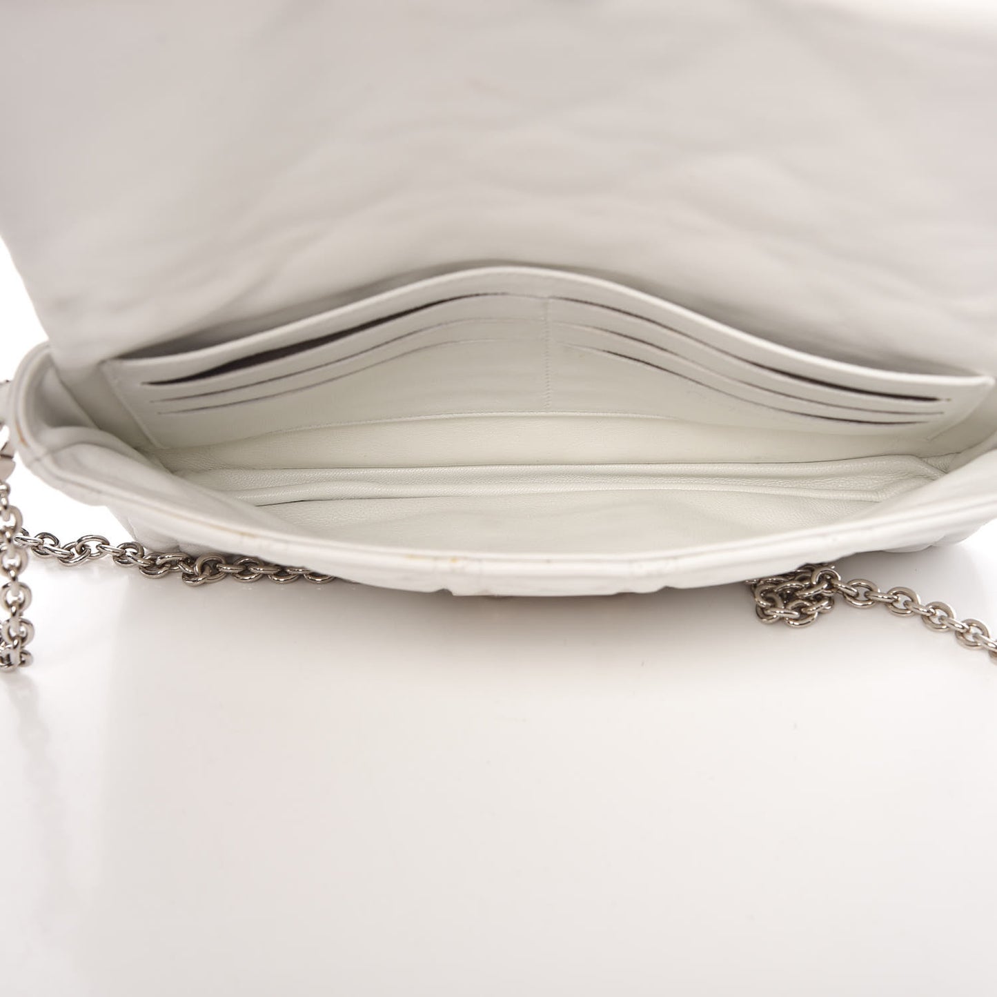 Lambskin Cannage New Lock Pouch White