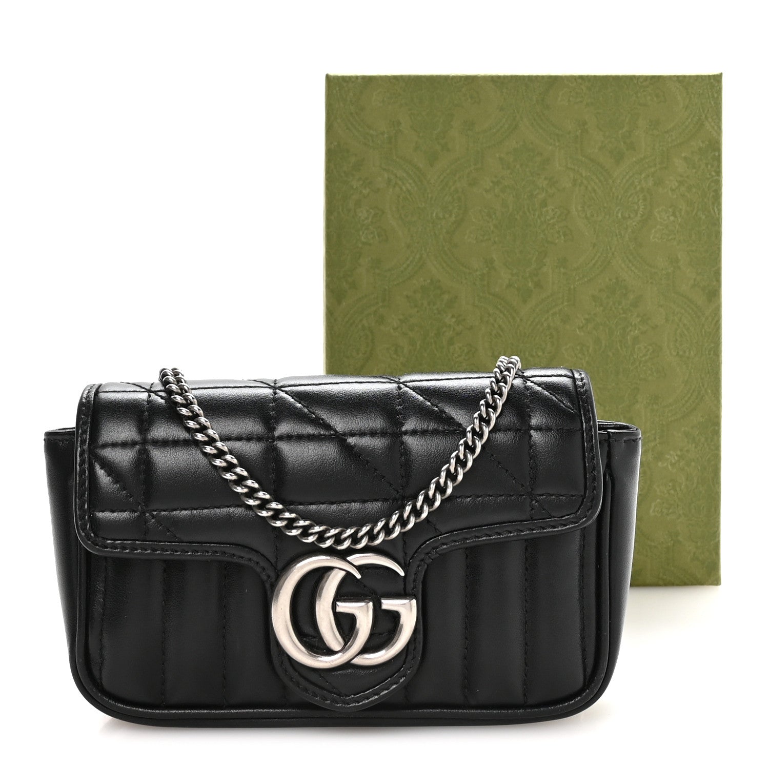 Gucci Calfskin Matelasse Aria Super Mini GG Marmont Shoulder Bag