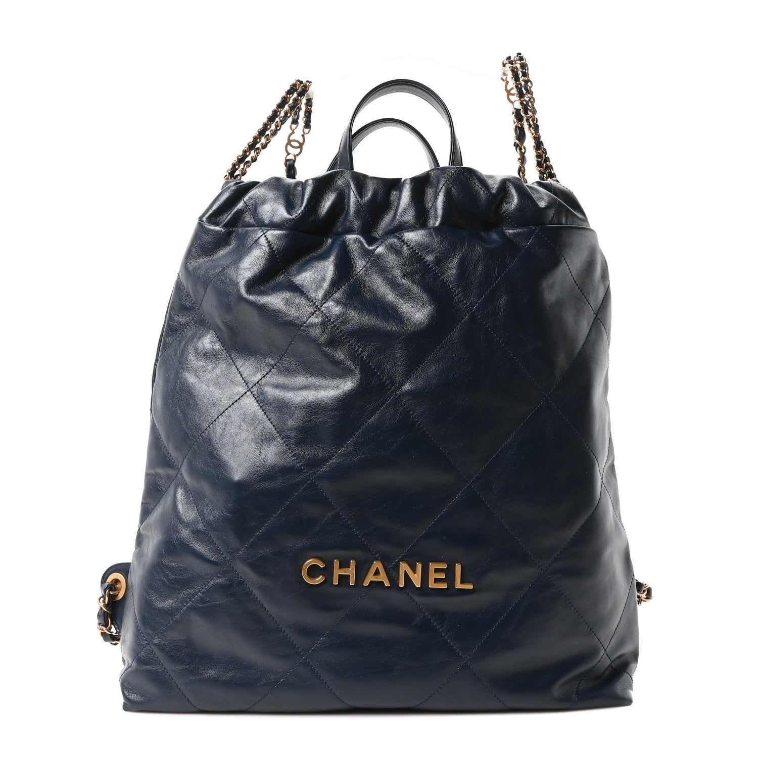 Chanel Shiny Calfskin Quilted Chanel 22 Backpack Dark Blue 1 of 10