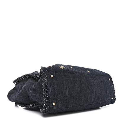 Chanel Denim Embroidered Night Flight Tote Blue 4 of 12
