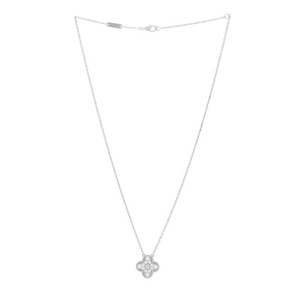 Van Cleef & Arpels 18K White Gold Diamond Vintage Alhambra Pendant Necklace 3 of 5