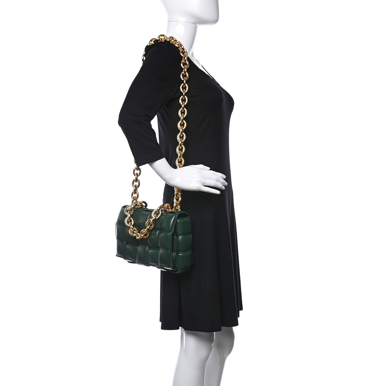 Bottega Veneta Lambskin Maxi Intreccio Padded Chain Cassette Crossbody Bag Raintree 2 of 10