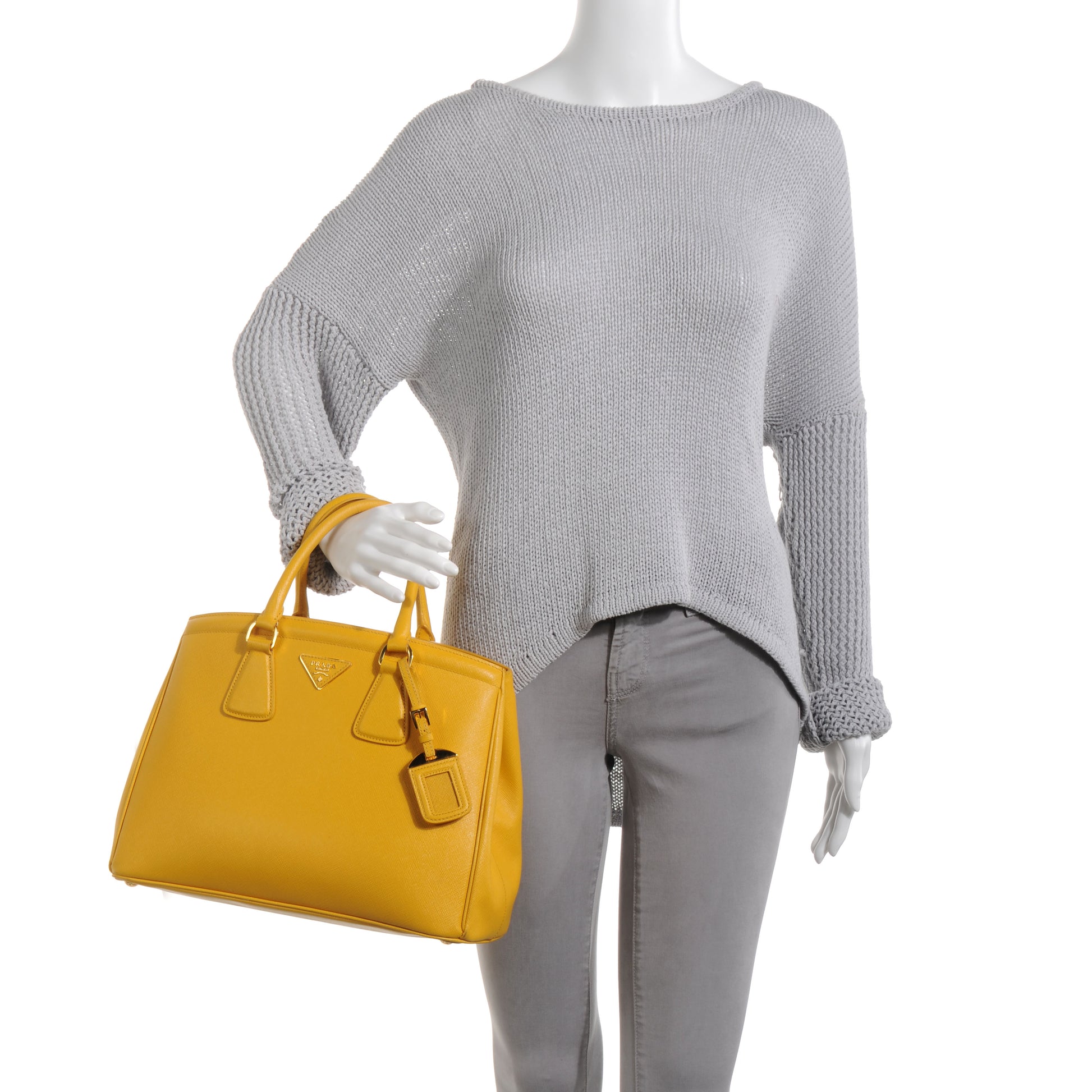 Prada Saffiano Lux Parabole Tote Mimosa 2 of 10