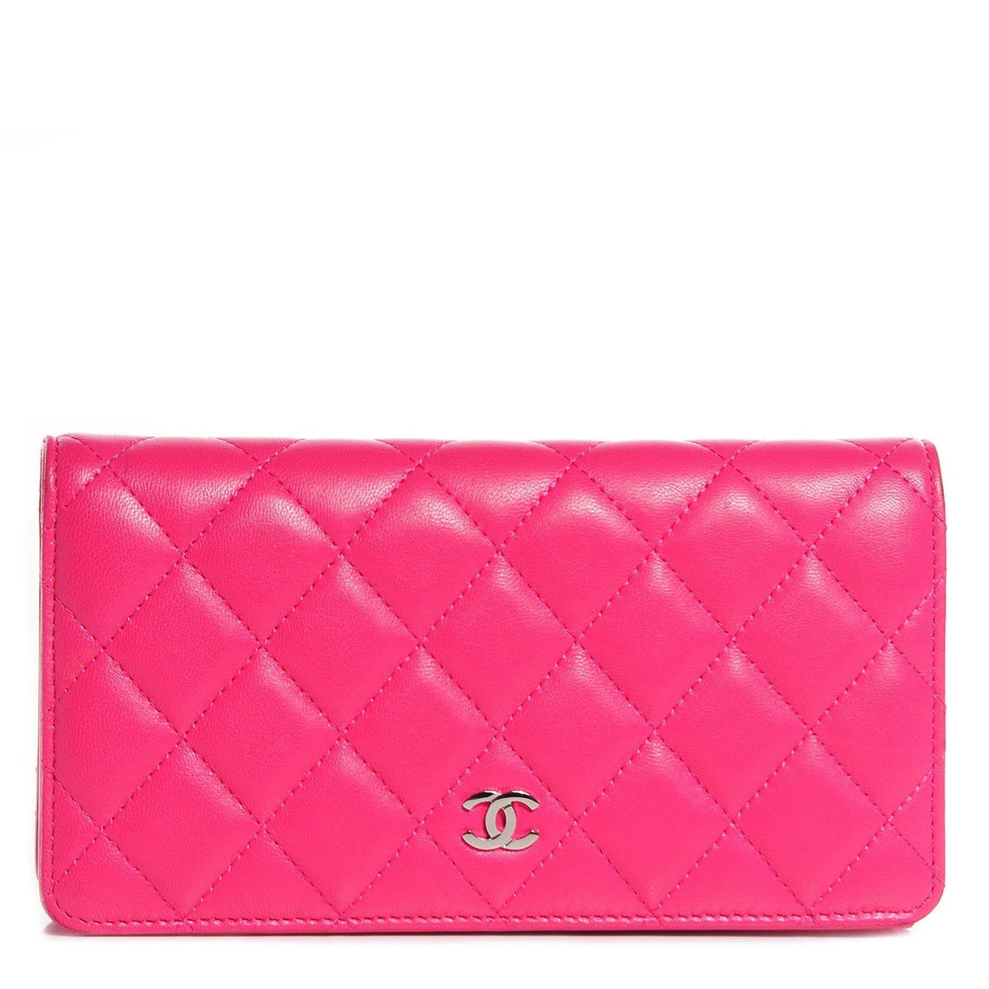 Lambskin Quilted Yen Wallet Fuchsia