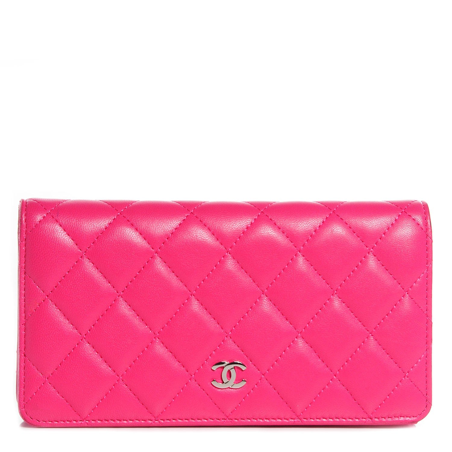 Chanel Lambskin Quilted Yen Wallet Fuchsia 1 of 9