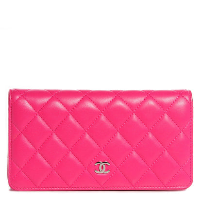 Chanel Lambskin Quilted Yen Wallet Fuchsia 1 of 9