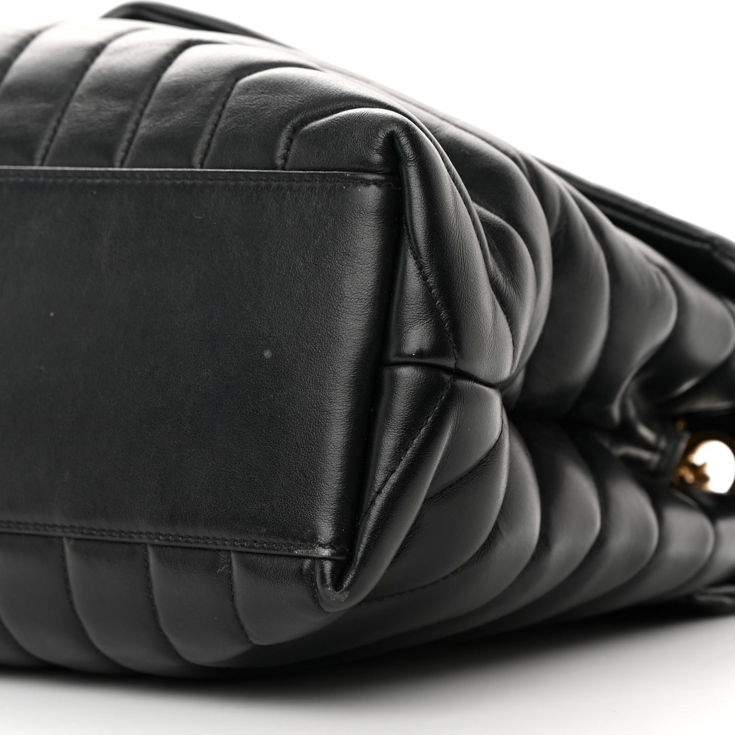 Calfskin Y Quilted Monogram Medium Loulou Chain Satchel Black
