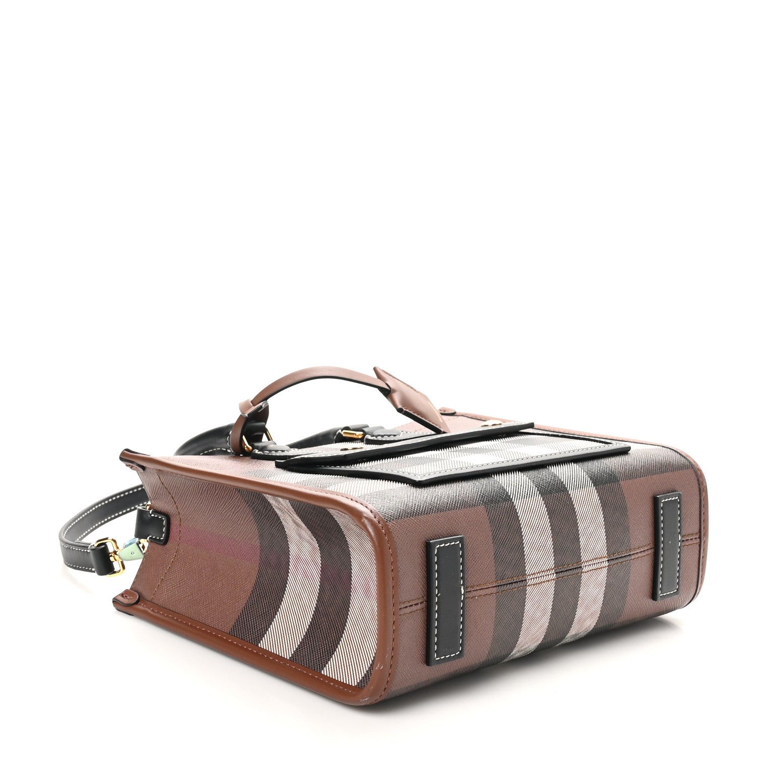 Burberry E-Canvas Check Calfskin Mini Freya Tote Dark Birch Brown 4 of 9