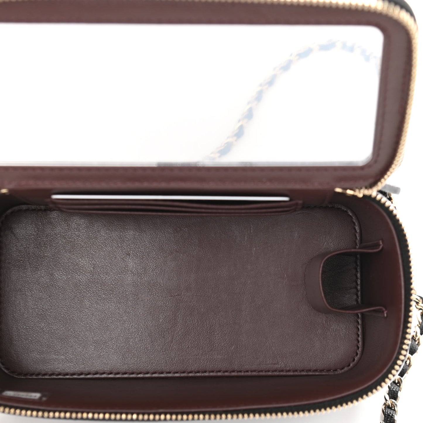 Caviar Quilted Small Vanity Case With Chain Black
