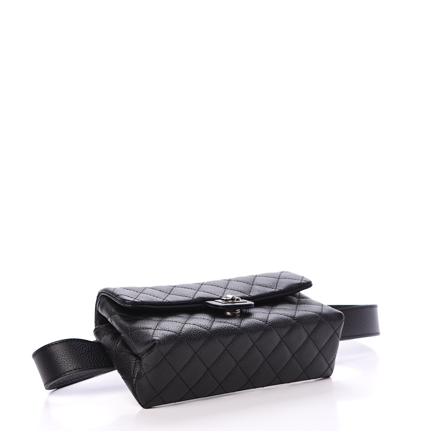 Grained Calfskin Quilted 2.55 Reissue Flap Belt Bag Clutch Black