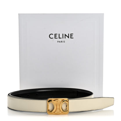 Celine Box Calfskin Reversible 25mm Triomphe Belt 80 32 Black White Cotton 8 of 8