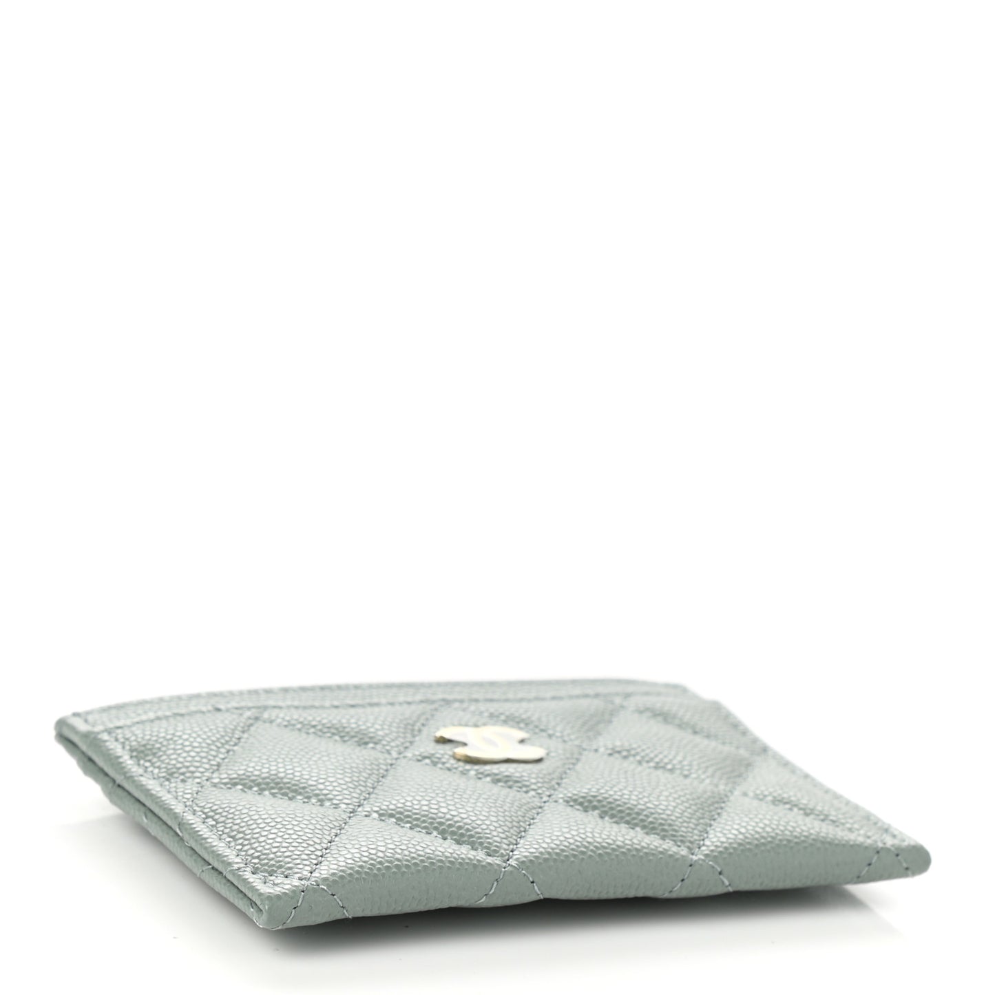 Caviar Quilted Card Holder Light Blue