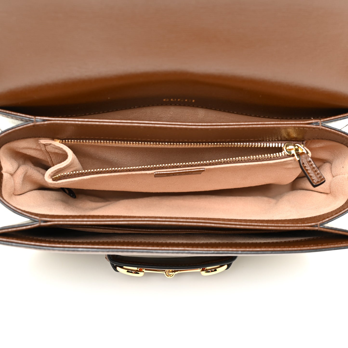 GG Supreme Monogram Horsebit 1955 Shoulder Bag Beige Brown Sugar