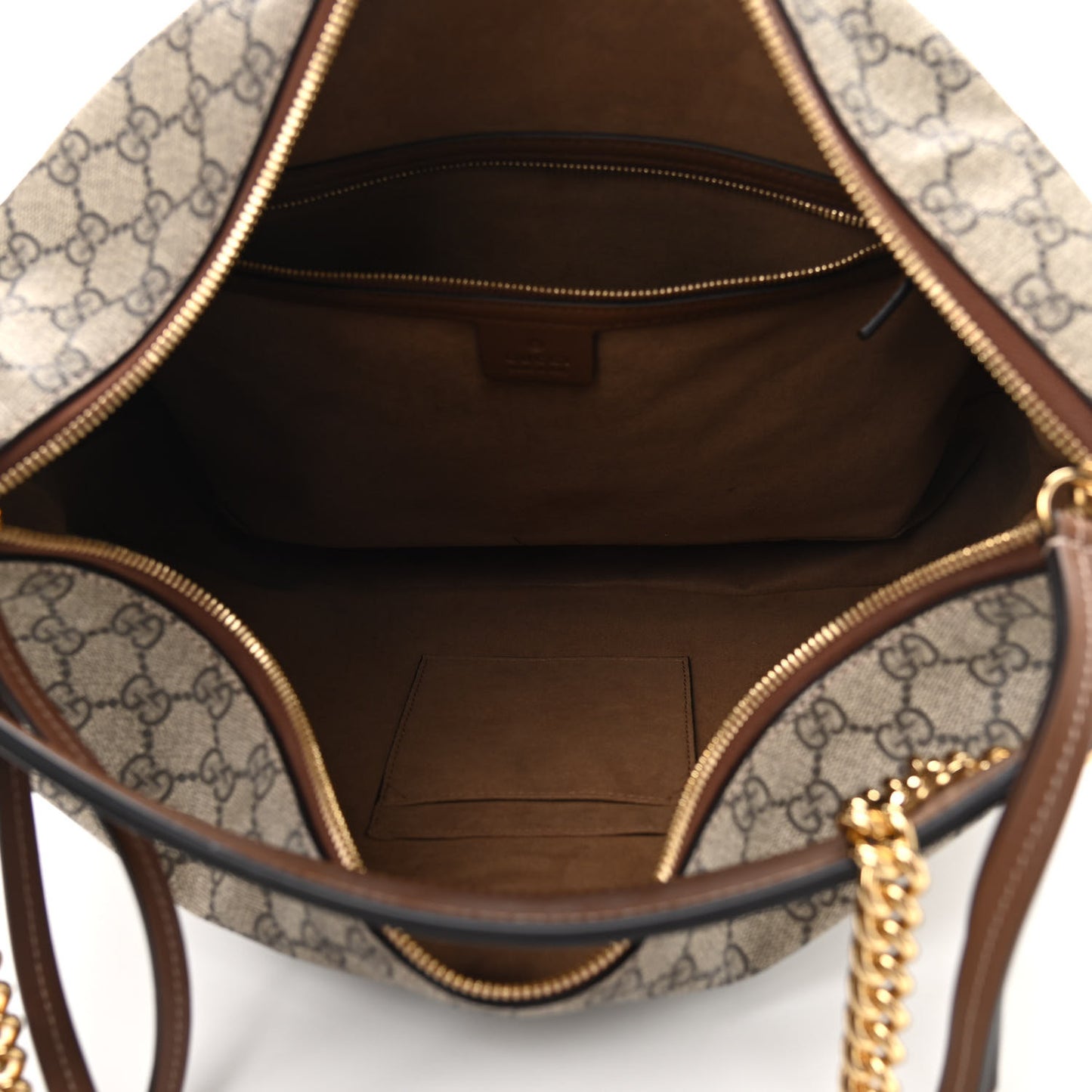 GG Supreme Monogram Large Linea A Hobo Light Brown