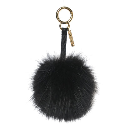 Fendi Fox Fur Pom Pom Bag Charm Black White 1 of 4