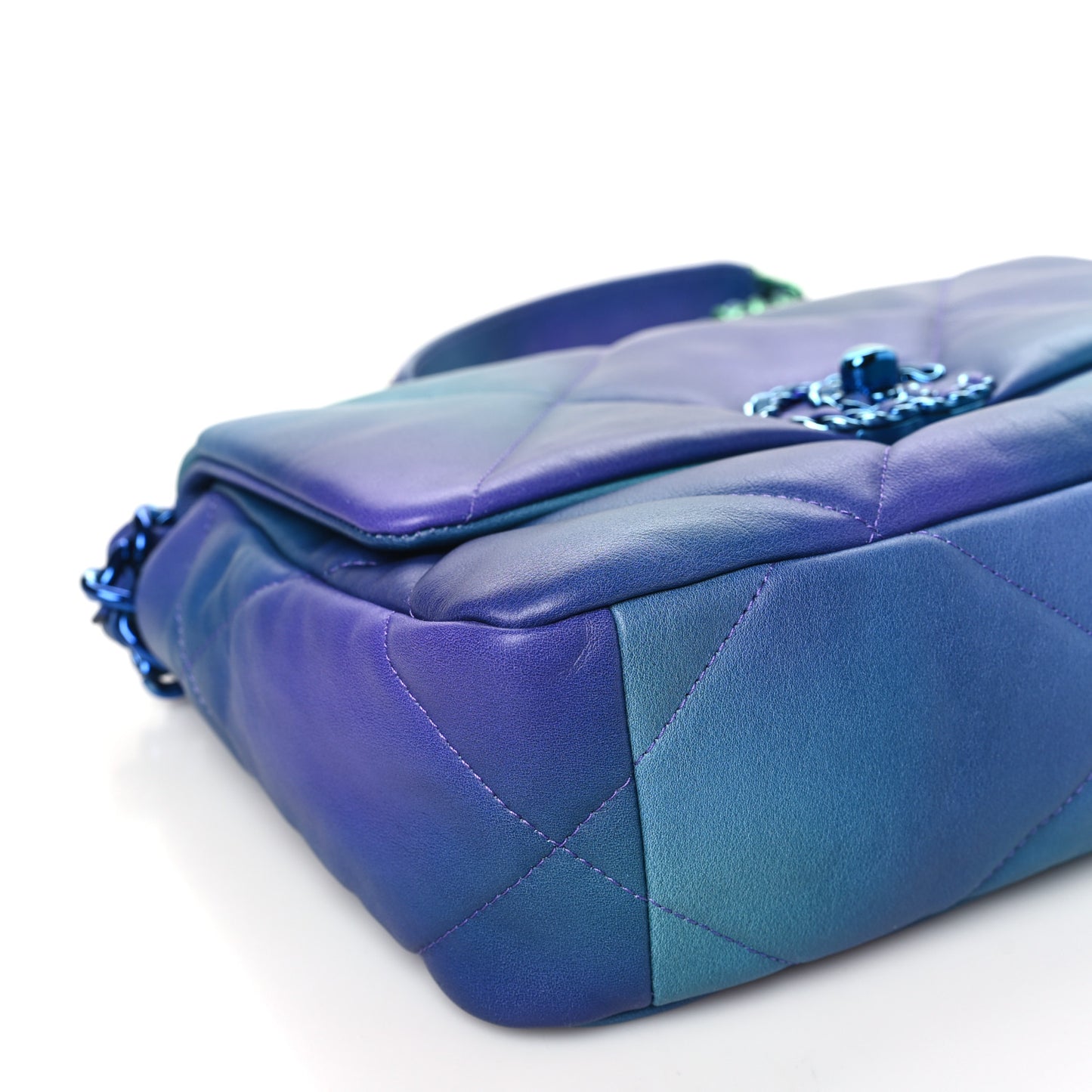 Tie Dye Calfskin Quilted Medium Chanel 19 Flap Blue Purple