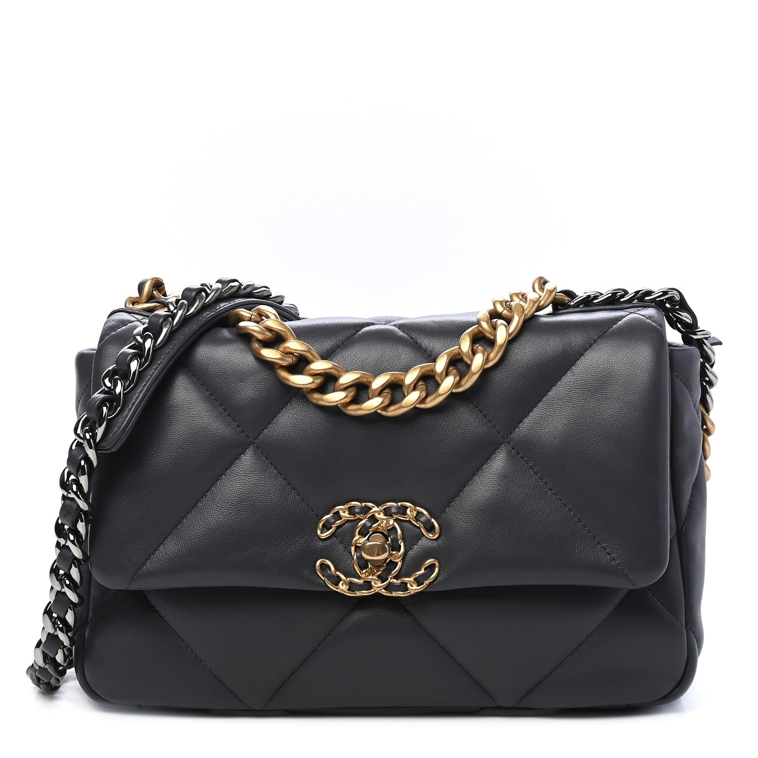 Chanel Lambskin Quilted Medium Chanel 19 Flap Dark Grey 1 of 8