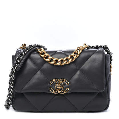 Chanel Lambskin Quilted Medium Chanel 19 Flap Dark Grey 1 of 8